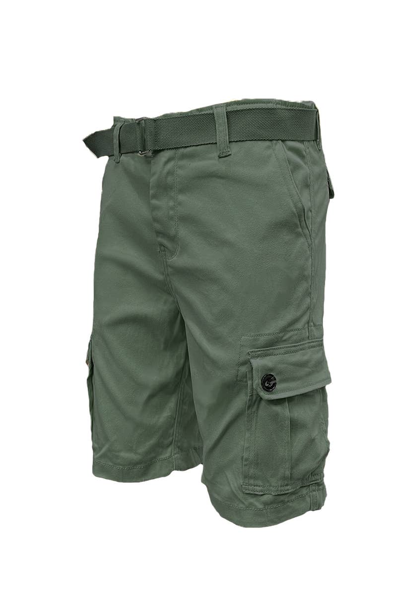 CS002 Mens Casual Cotton Belted Cargo Shorts