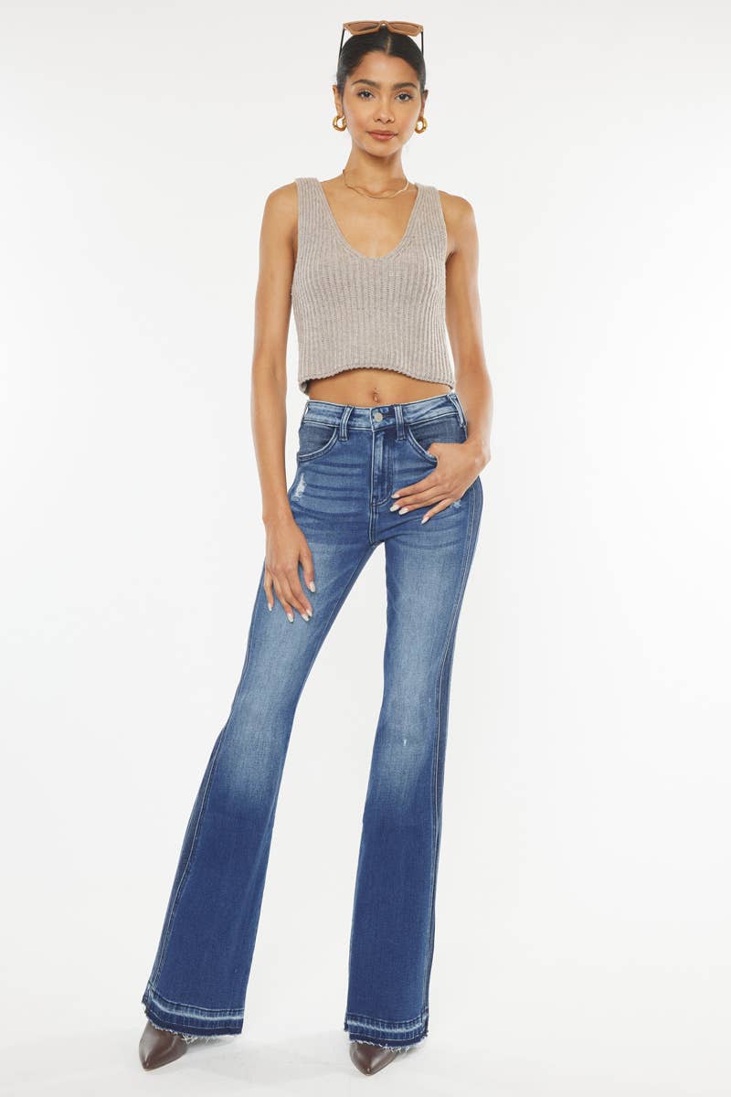 OPEN PACK SIDE PANEL HIGH RISE FLARE JEANS-KC9326D