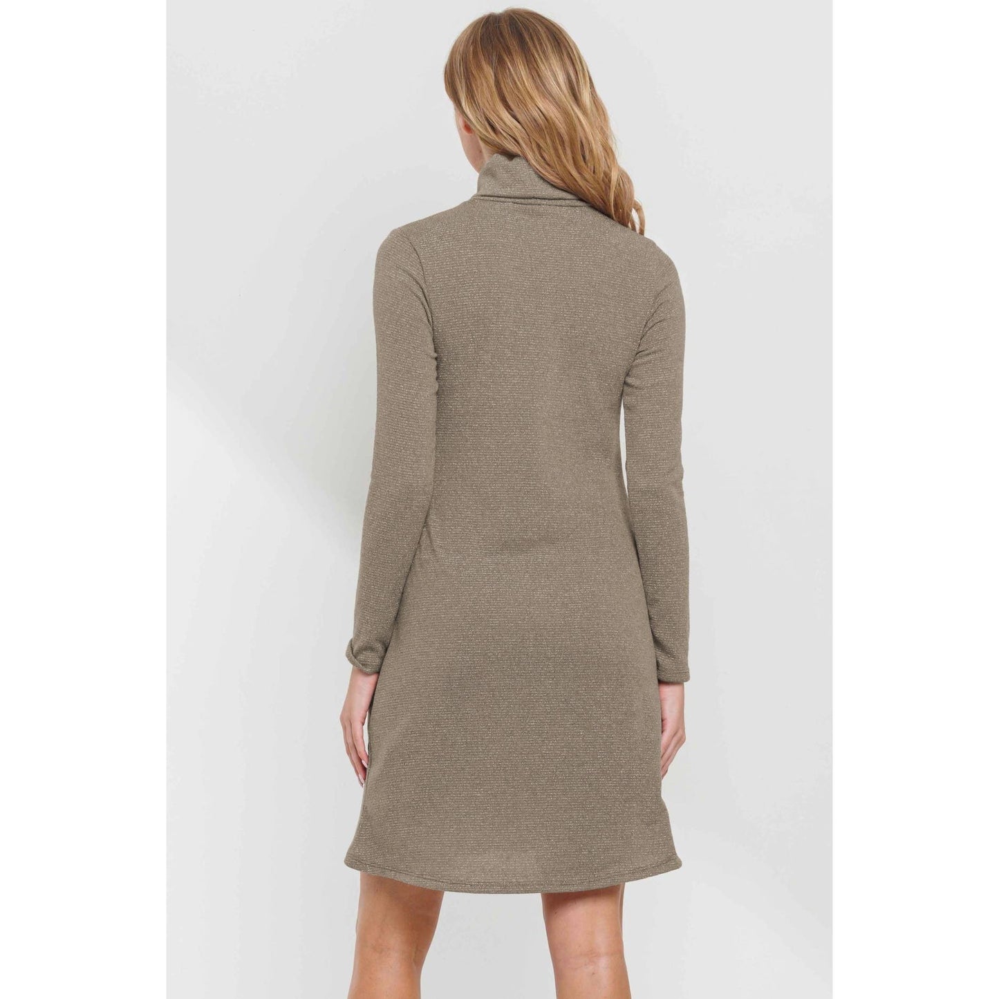 Turtle Neck Shimmer Knit Maternity Dress