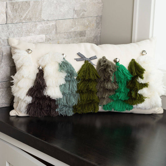 Christmas Tassel Trees 12x22 Decorative Lumbar Throw Pillow