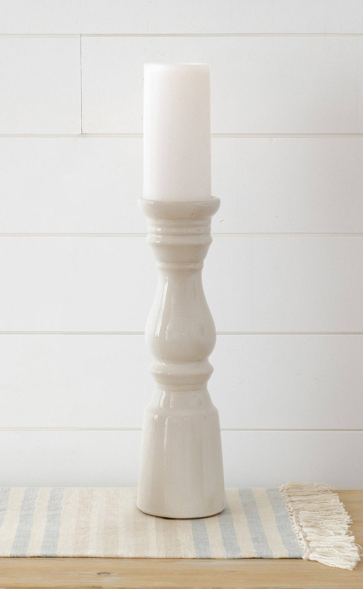 Ceramic Finial Candle Holder White, Lg (PC)