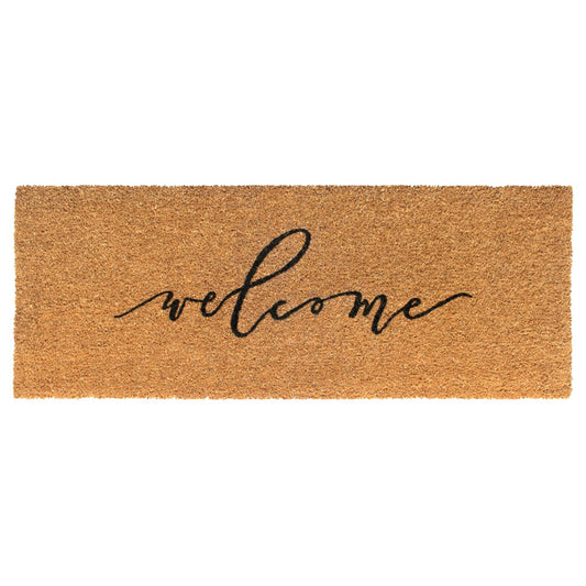 Black Scripty Welcome Doormat, 18" x 48"