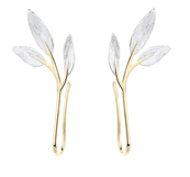 Handmade Sterling Silver and 14K Gold Pull-Through Leaf Earrings