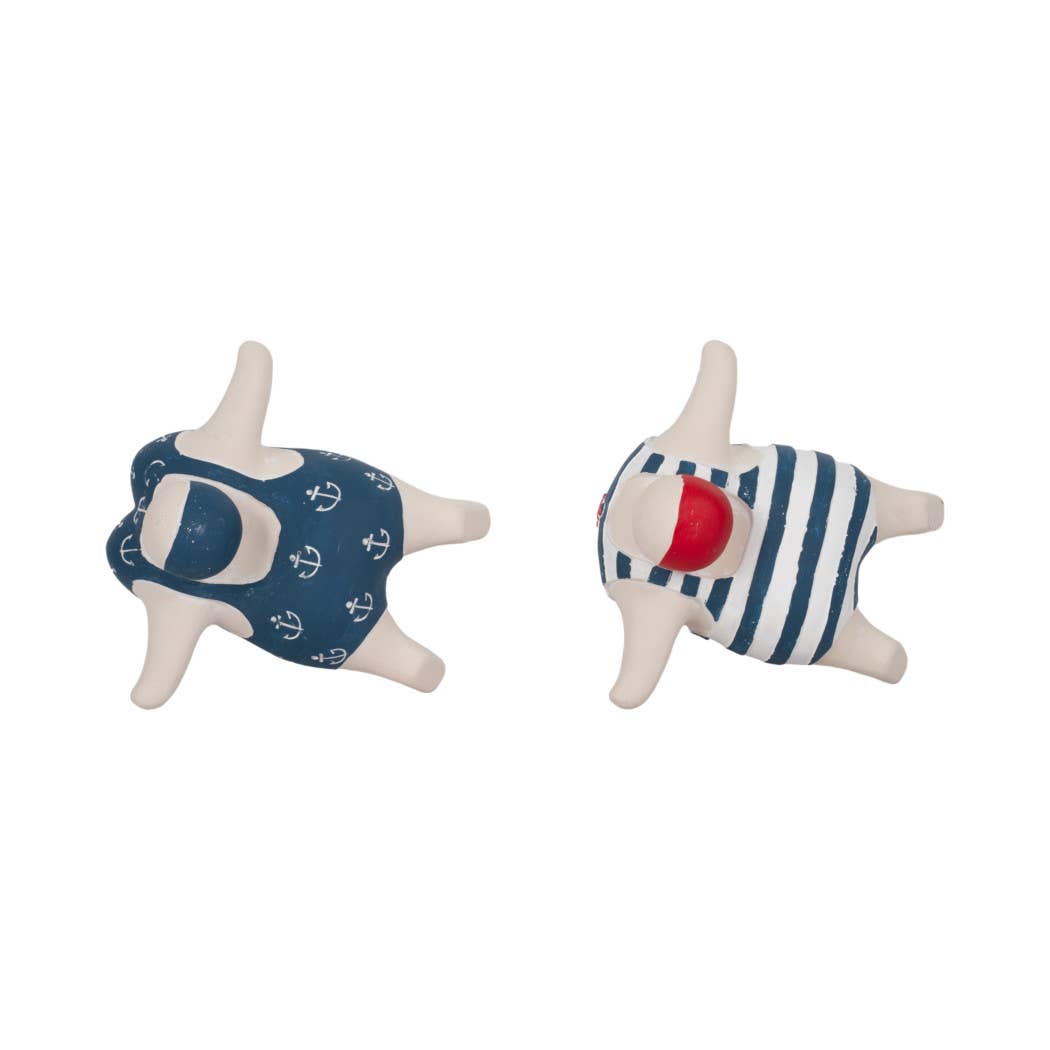 Figurines- Blue Ceramic Bathing Beauties, 7 in.