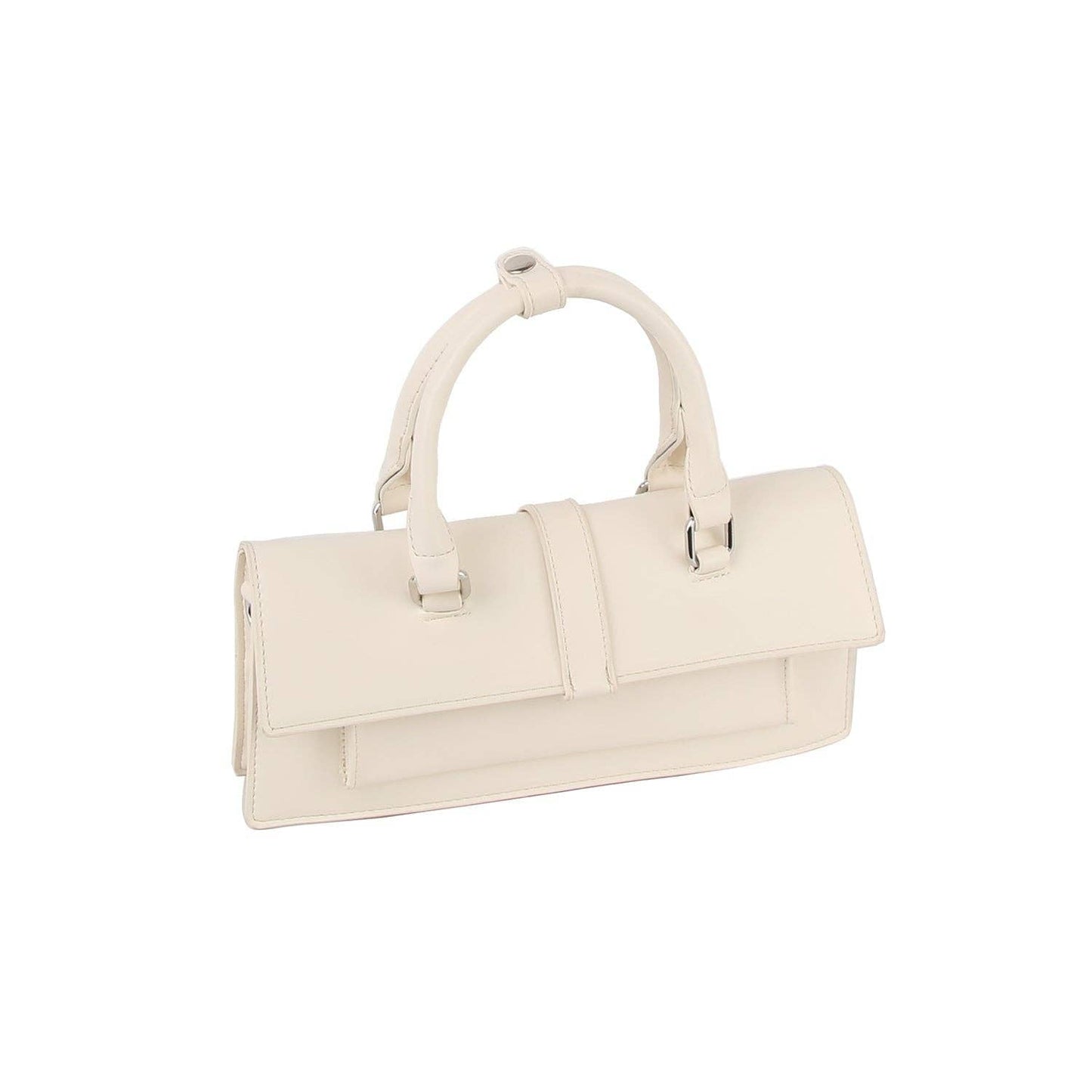 Slim leather top handle baguette bag