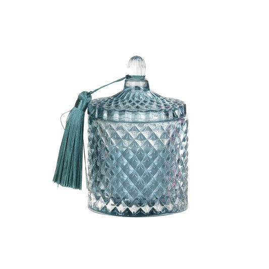 VIP Glass 5.11 in. Candle Jar Candle, Blue Tassel