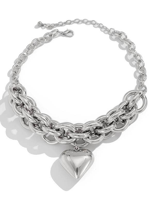 Chains Heart Shape Solid Color Necklaces Accessories
