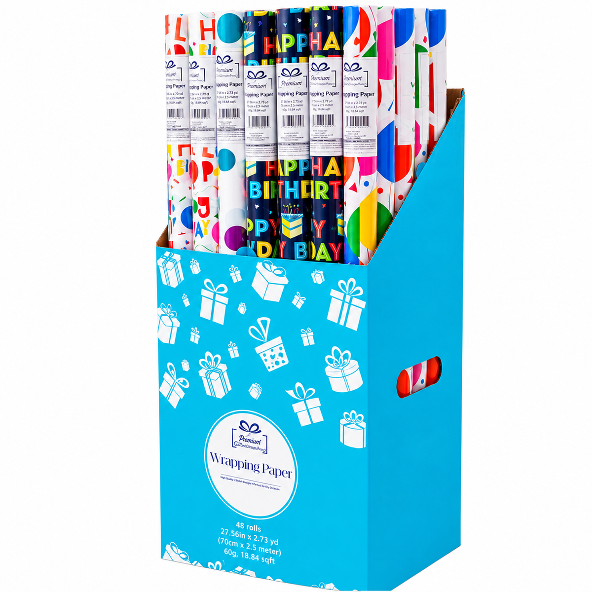 Happy Birthday Gift Wrapping Paper Rolls 48 Count