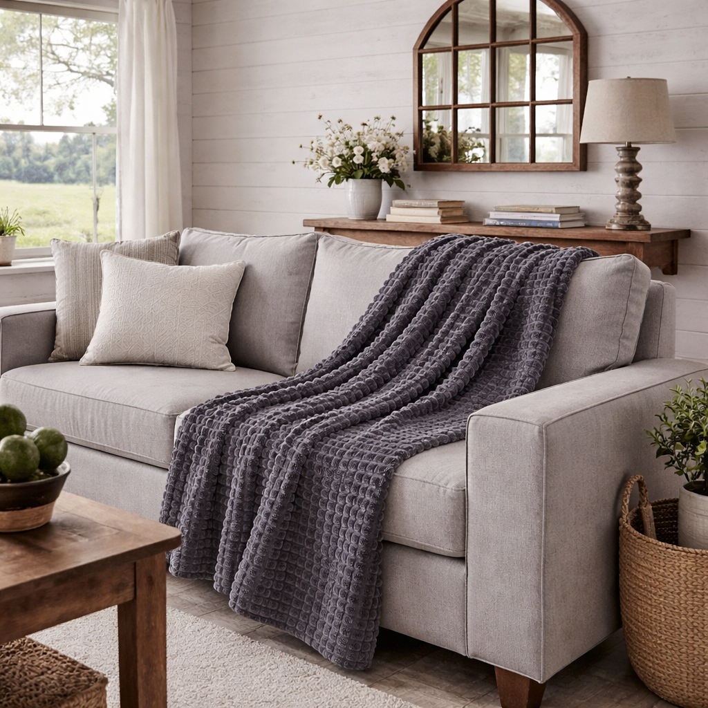 Textured Waffle Large Throw Blanket - 60"x80"