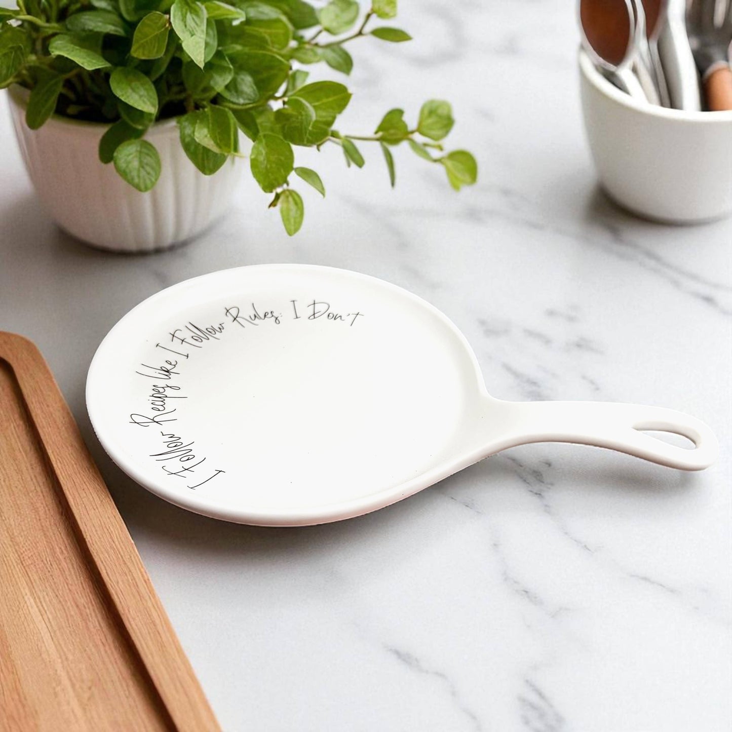 Spoon Rest Ceramic Funny, Modern Kitchen Foodie Decor & Gift