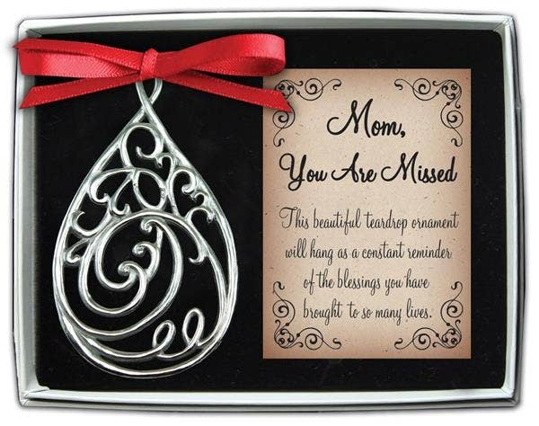 Filigree Tear Memorial Ornament - Mom