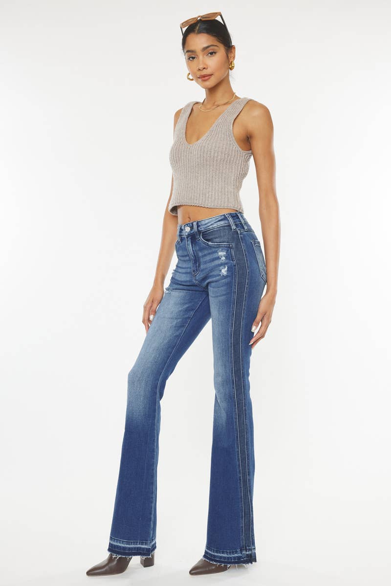 OPEN PACK SIDE PANEL HIGH RISE FLARE JEANS-KC9326D