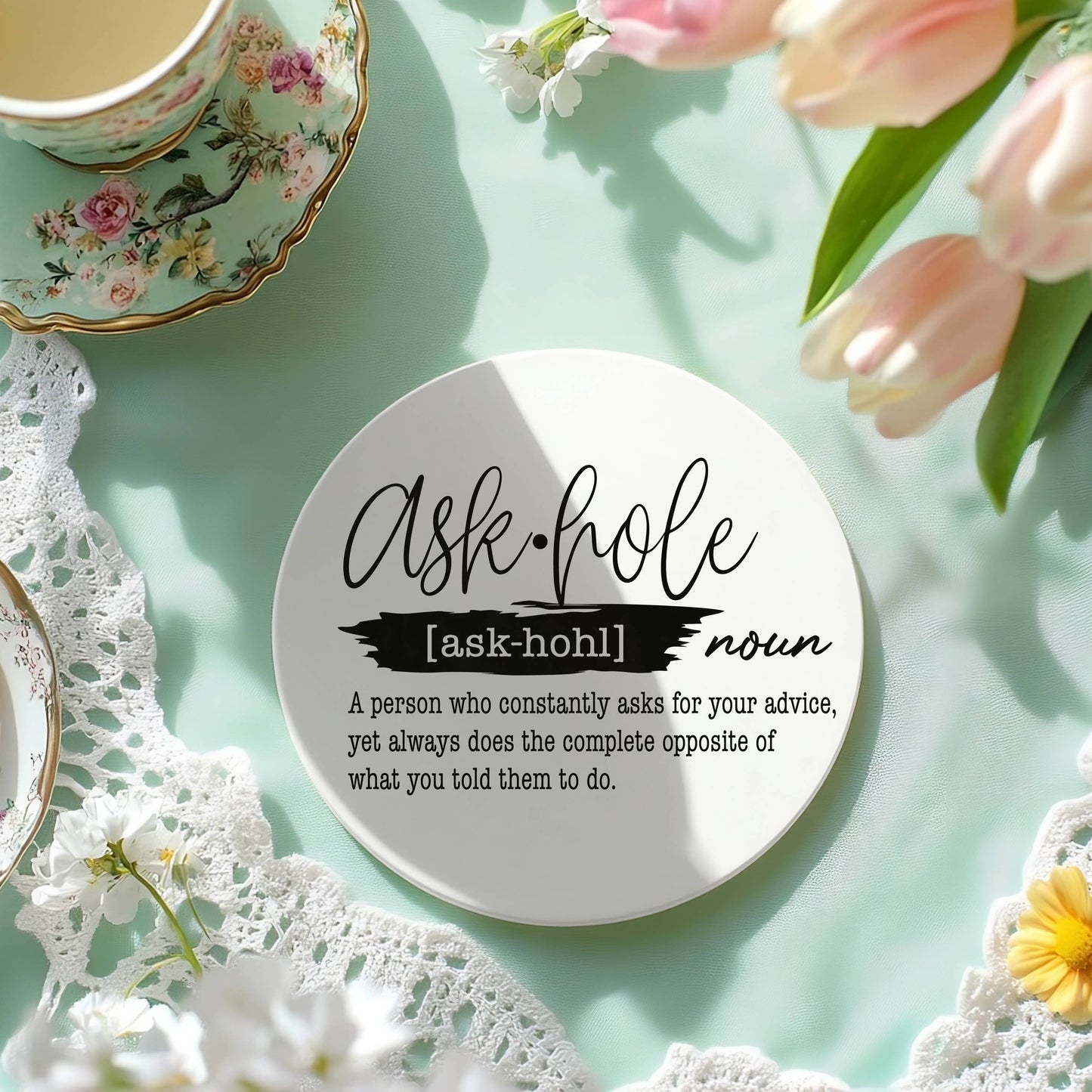 Mom Life Ceramic Drink Coaster | Funny Barware Gift Parents