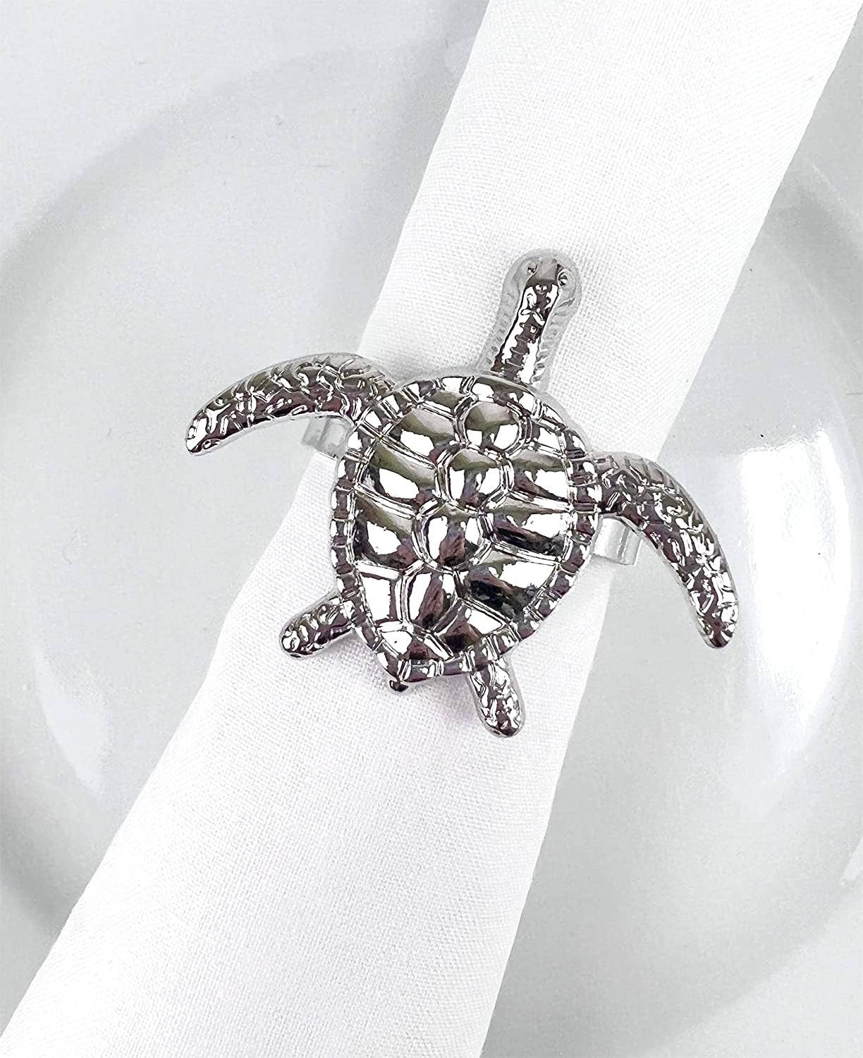 Silver Coastal Sea Creatures Metal Napkin Rings - Set of 6