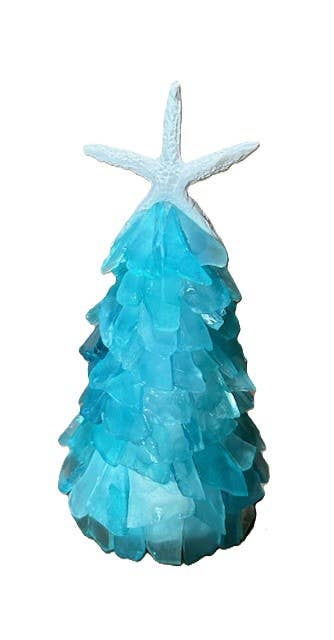 Mini Seaglass Christmas Tree No Lights Resin Starfish, 6 in