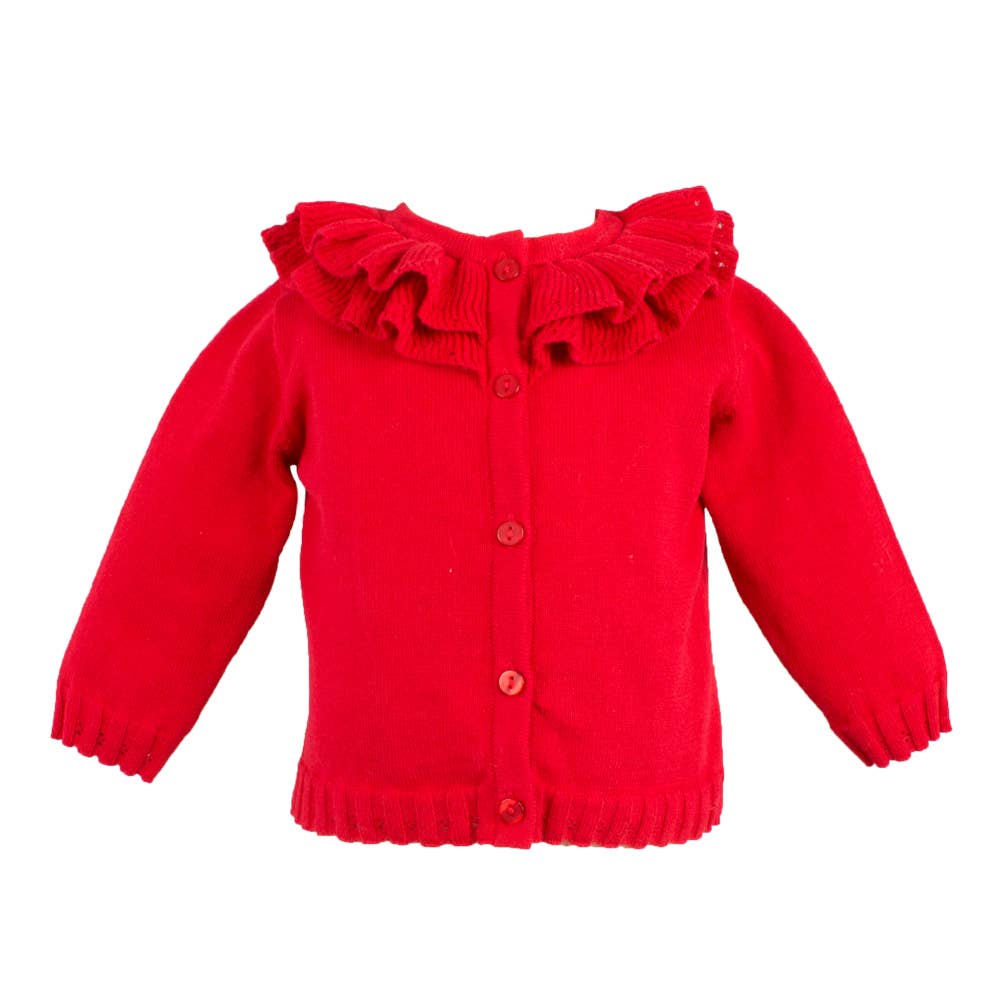 Pointelle Ruffle Collar Cardigan