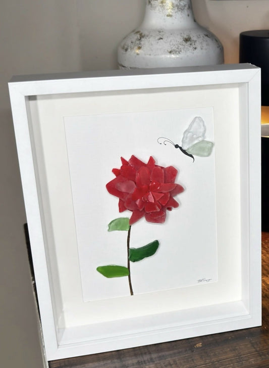 Red Flower with Butterfly