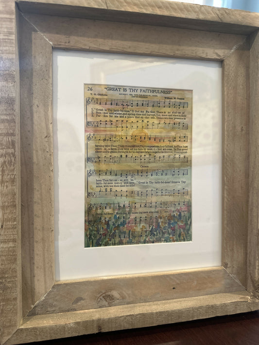 11x14 Watercolor Hymn Wood Frame