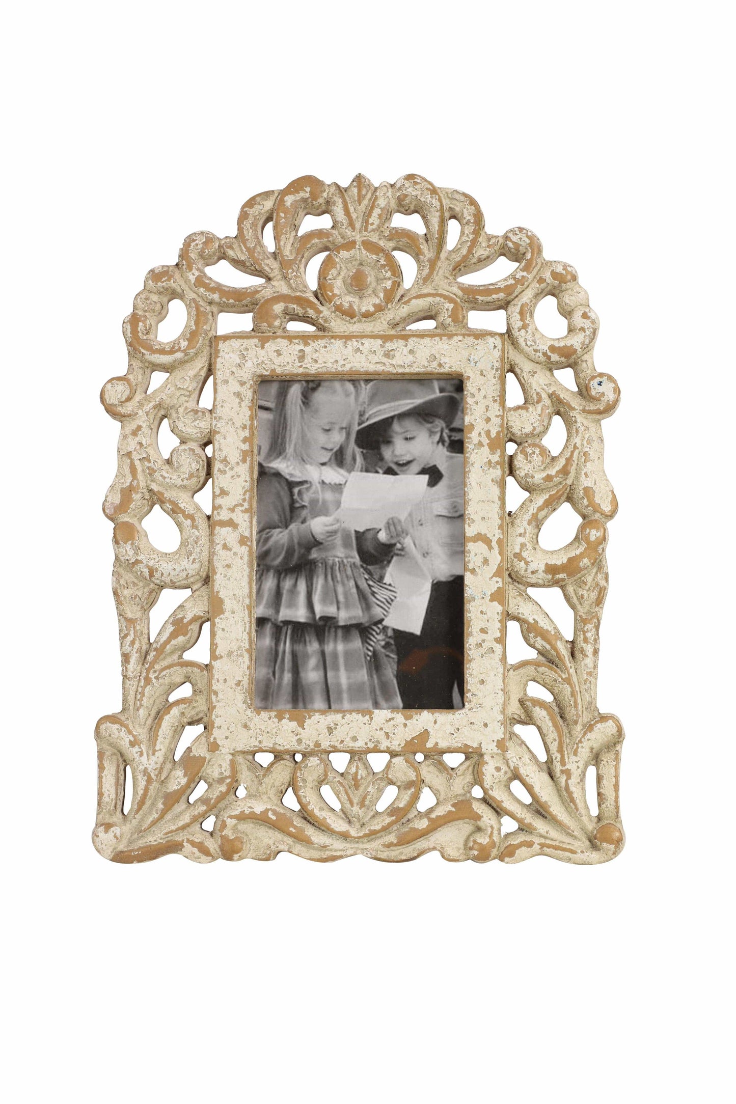Vintage White Wooden Photo Frame