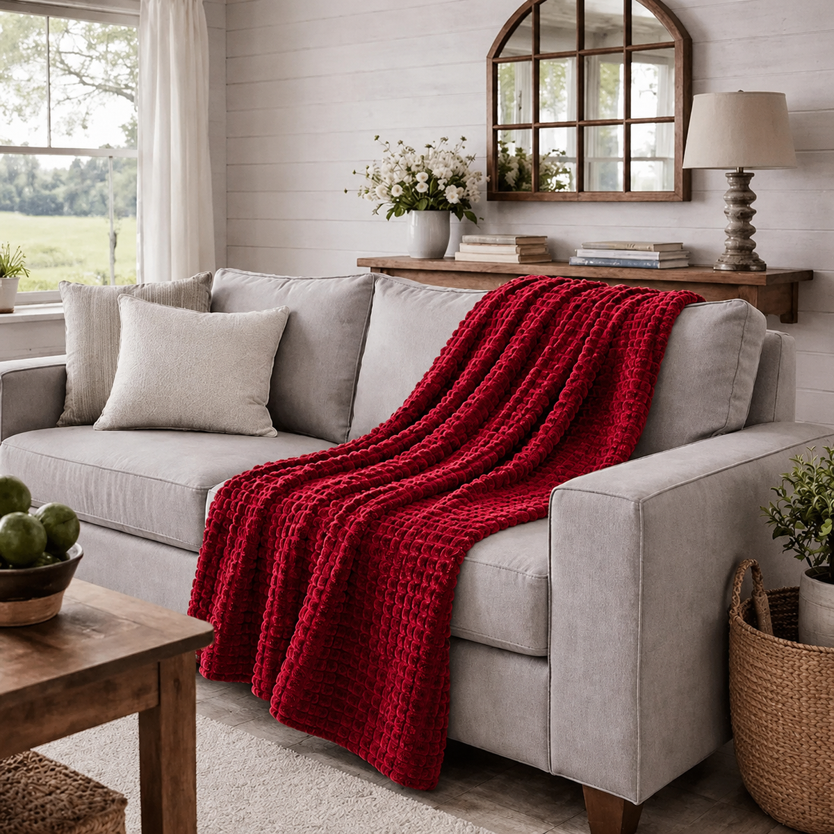 Textured Waffle Large Throw Blanket - 60"x80"