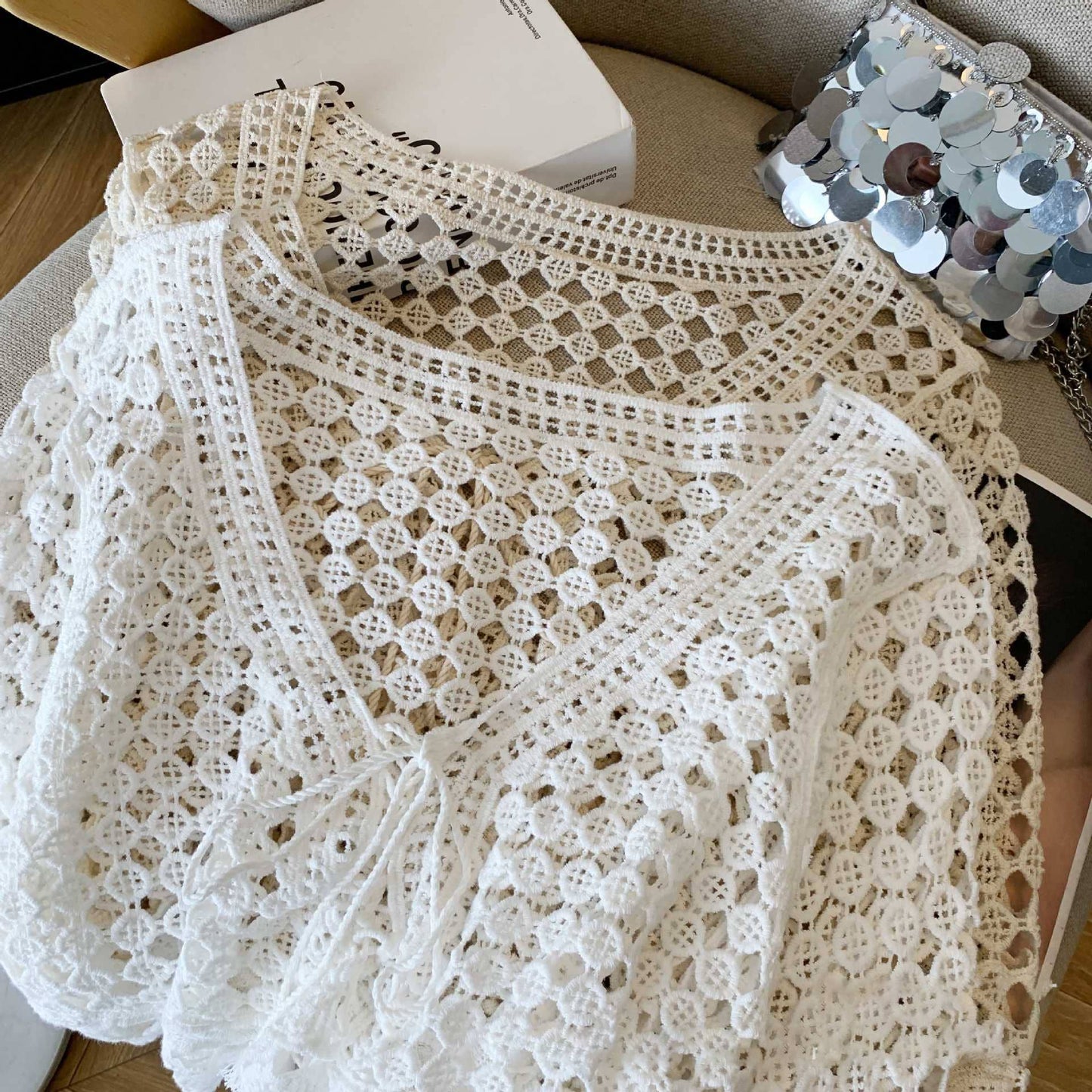 Crochet Hollow Out Cropped Beach Cover Up