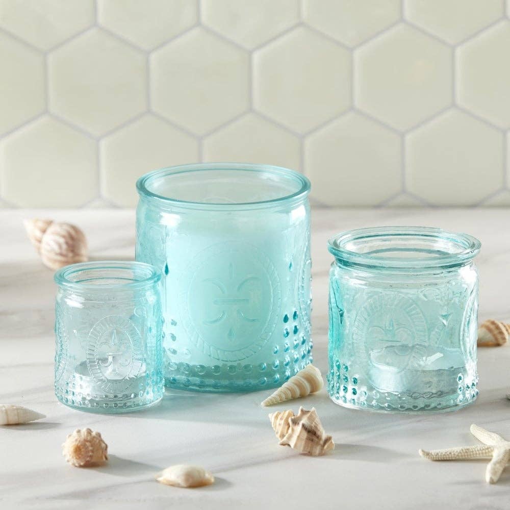Set of Nesting Vintage Blue Glass Tea Light Holder
