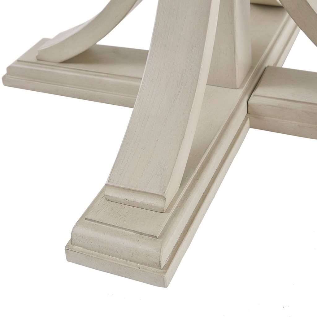 All Wood Farmhouse Round Dining Table antique white