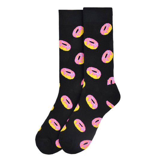 Mens Donut Socks - Black Crew Socks - Life is Socks