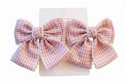 Pink Plaid Hair-bows