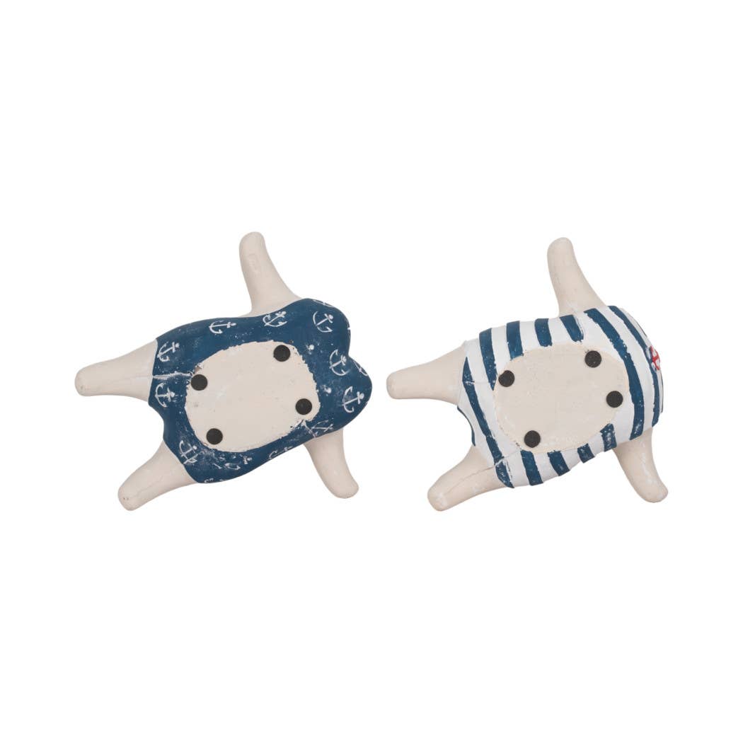 Figurines- Blue Ceramic Bathing Beauties, 7 in.
