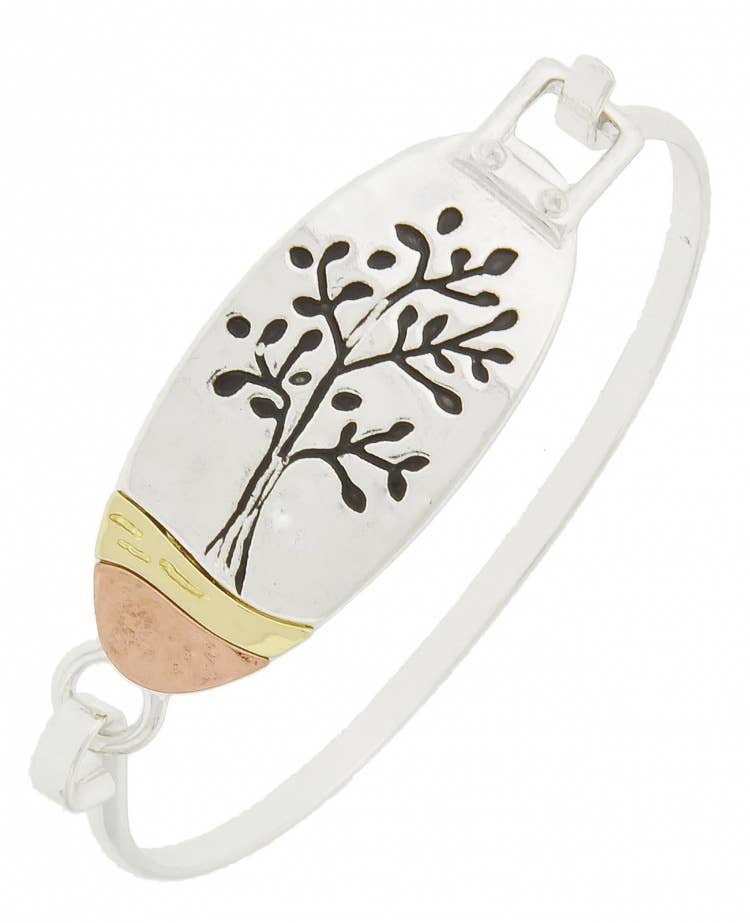 FR4161 Antique Silver Tree of Life Oval Casting Bangle