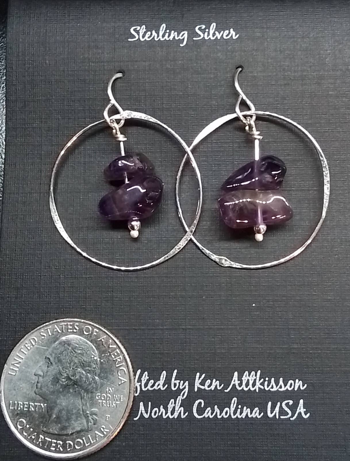 Sterling Silver Earrings W/Amethyst