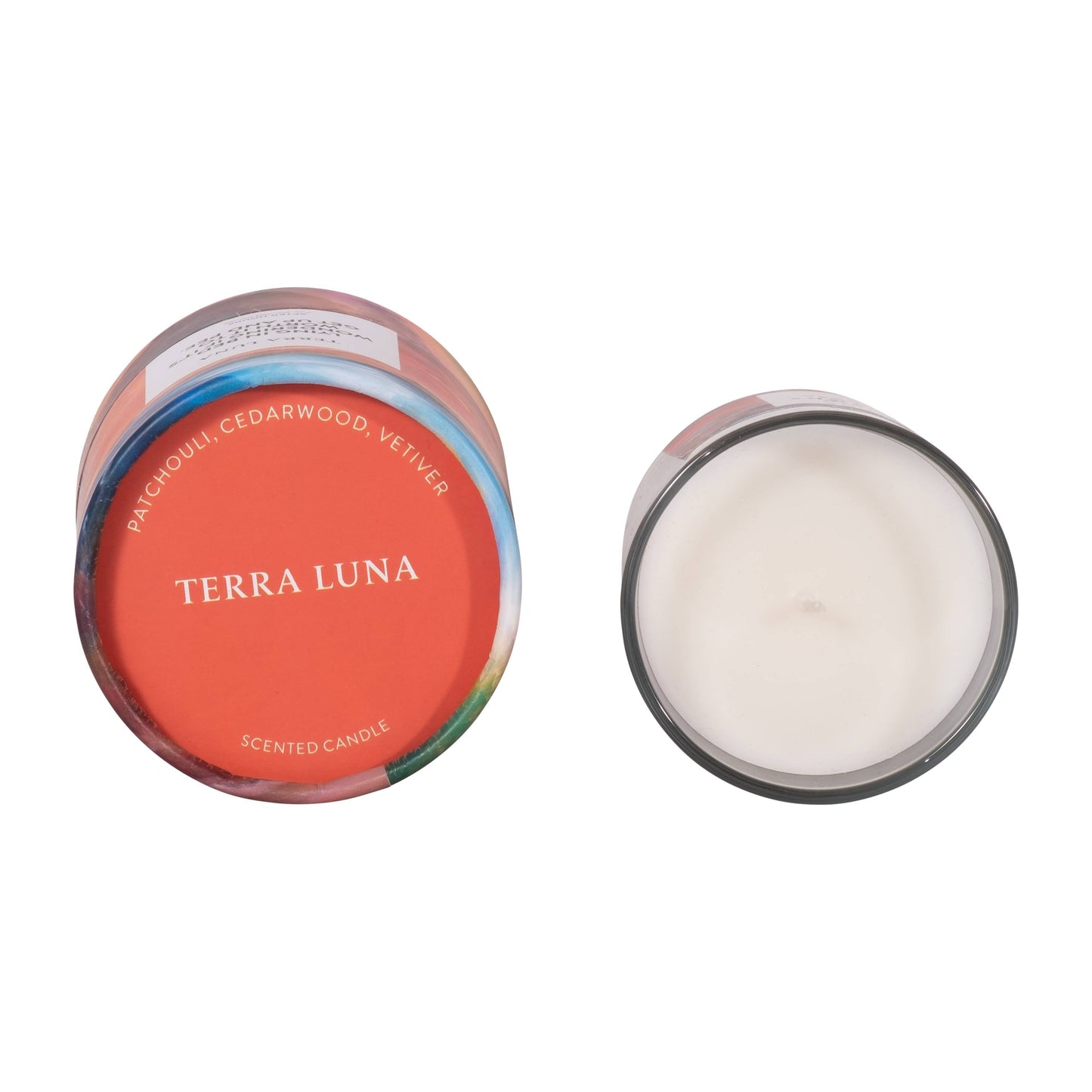 Decorative Candle - Orange/Blue Glass Lying In Bed, 7 Oz