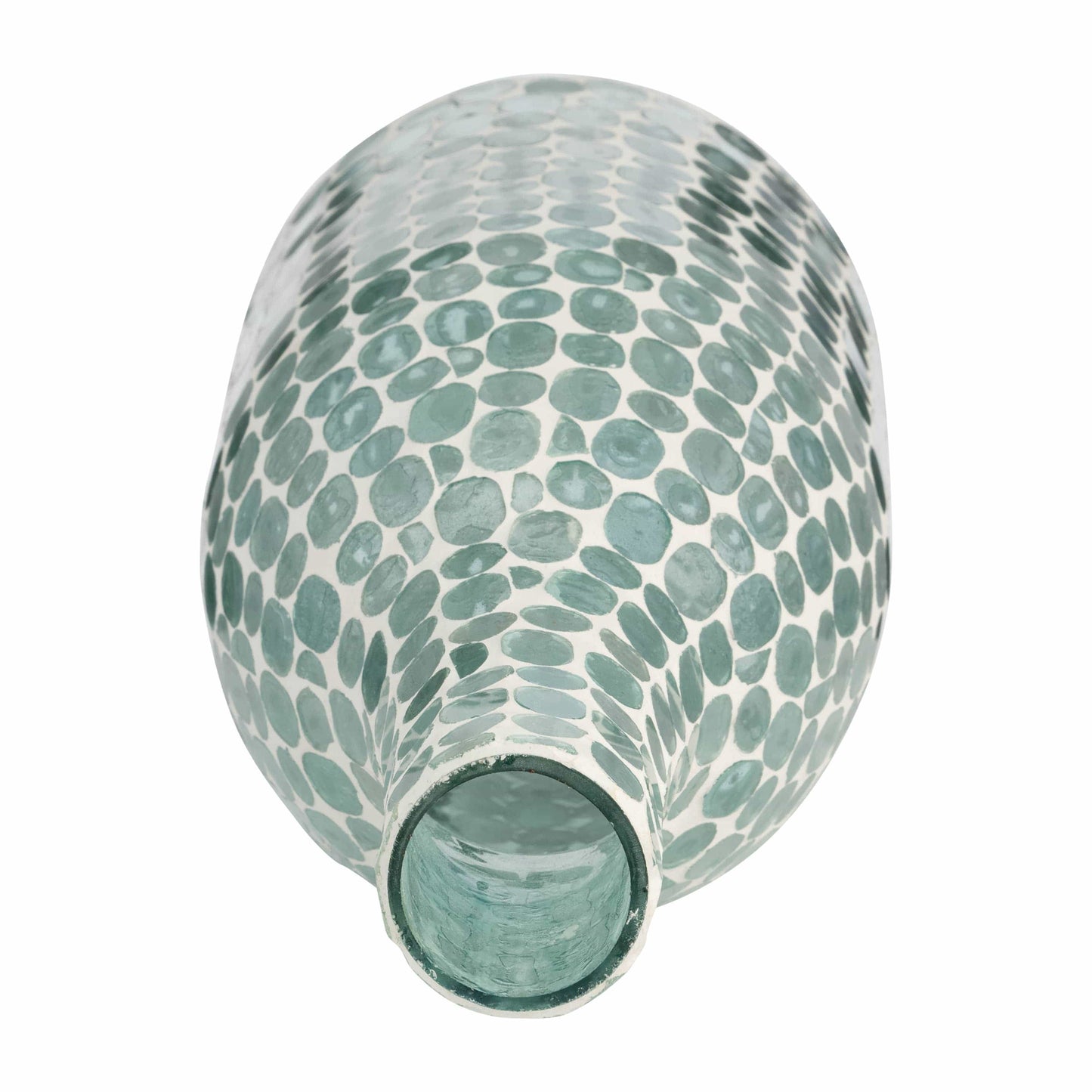 Glass Mosaic Pattern Narrow Neck Vase - Blue, 15 in.