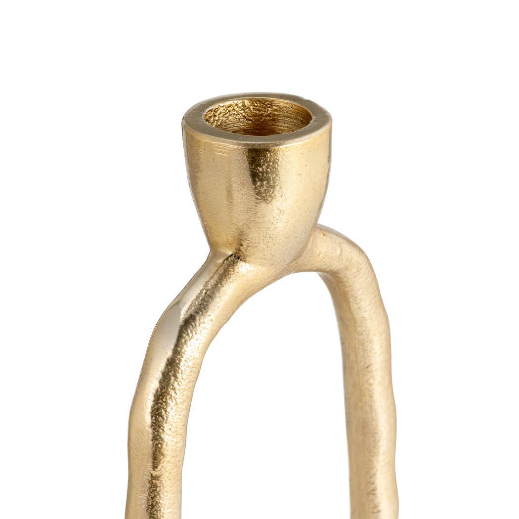 Metal Open Oval Taper Candle Holder - Gold, 10 in.