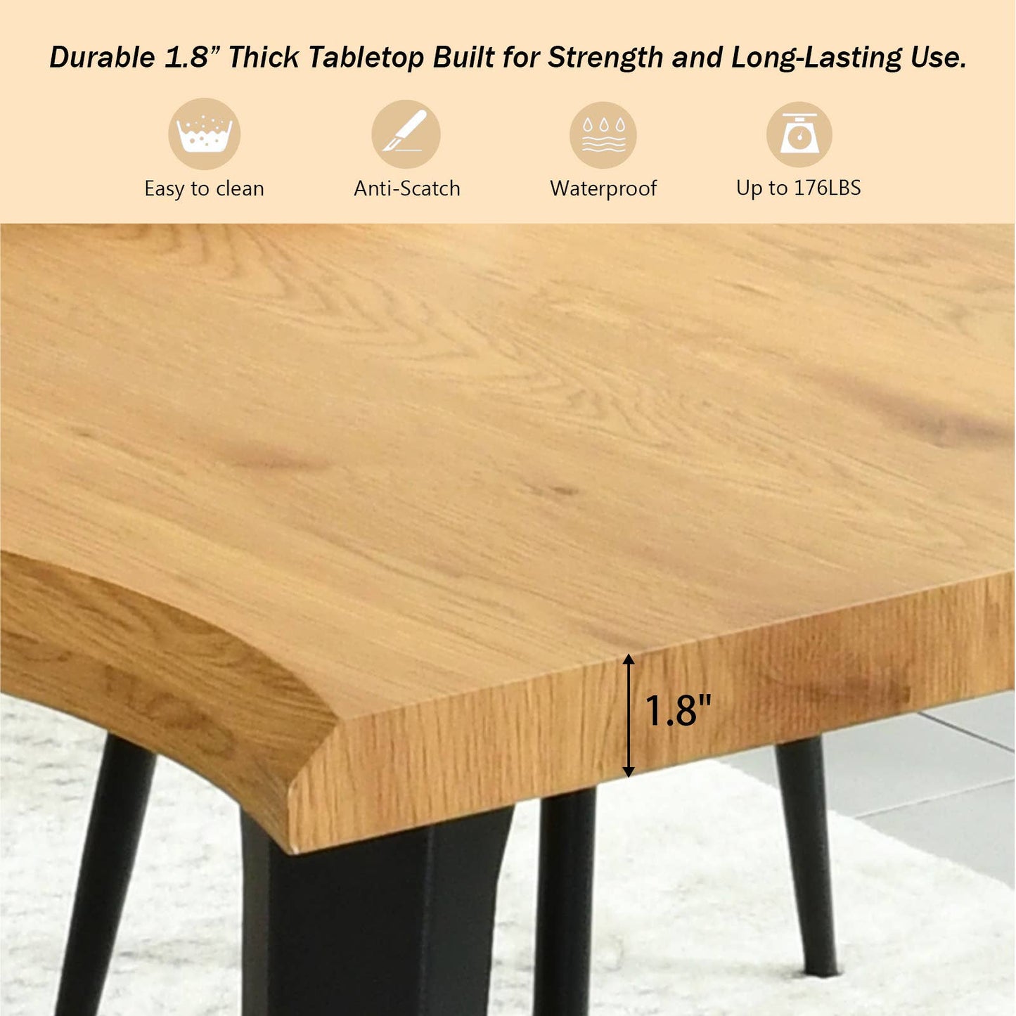 5-Piece Dining Set-63" Wave-Edge Table and Chair Options
