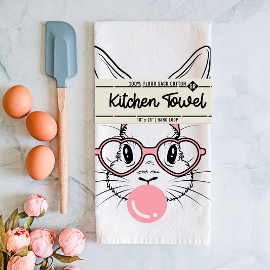Bubblegum & Bow Pink Easter Bunny & Spring Kitchen Towels