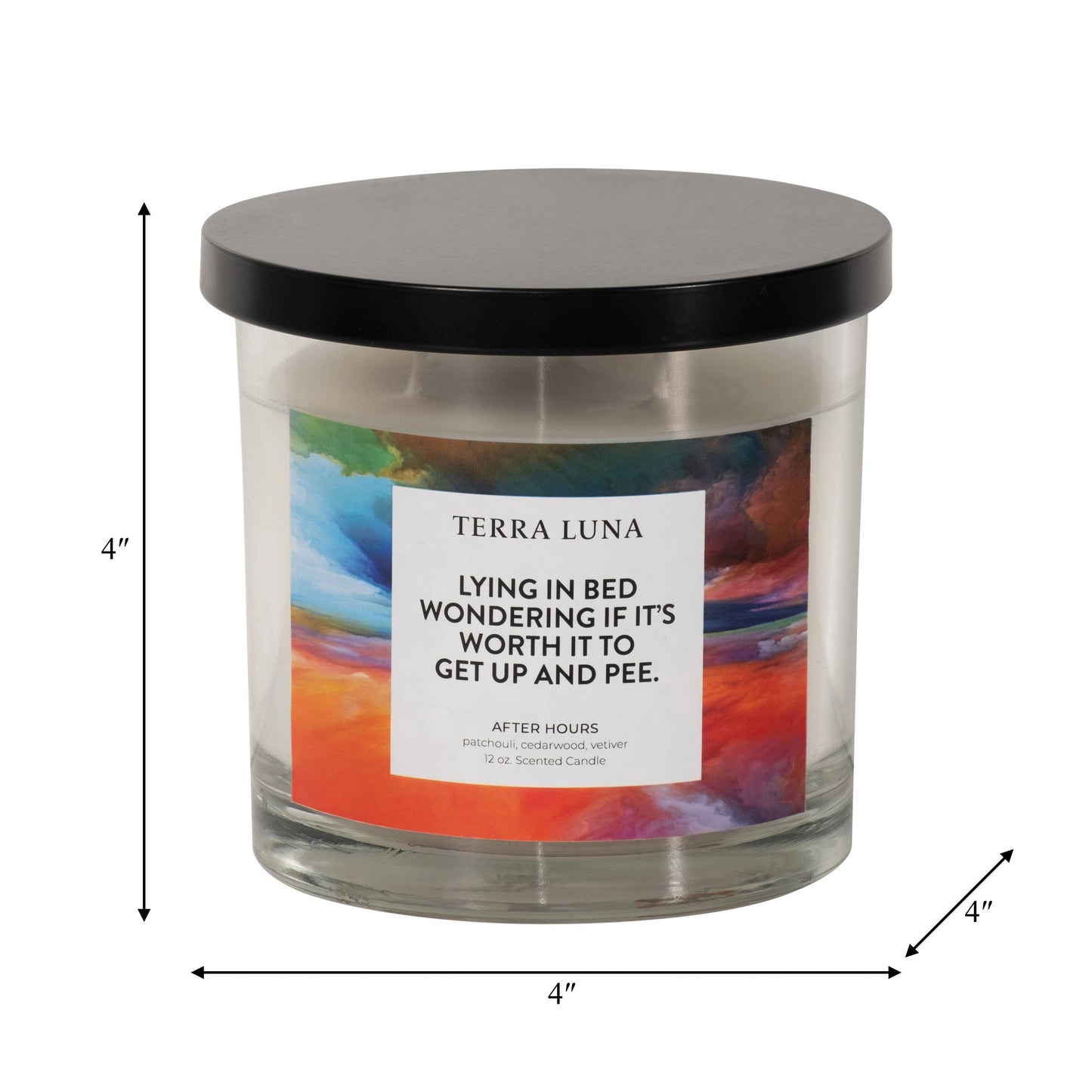 Candle - Orange/Blue Glass Lying In Bed with Lid, 12 Oz