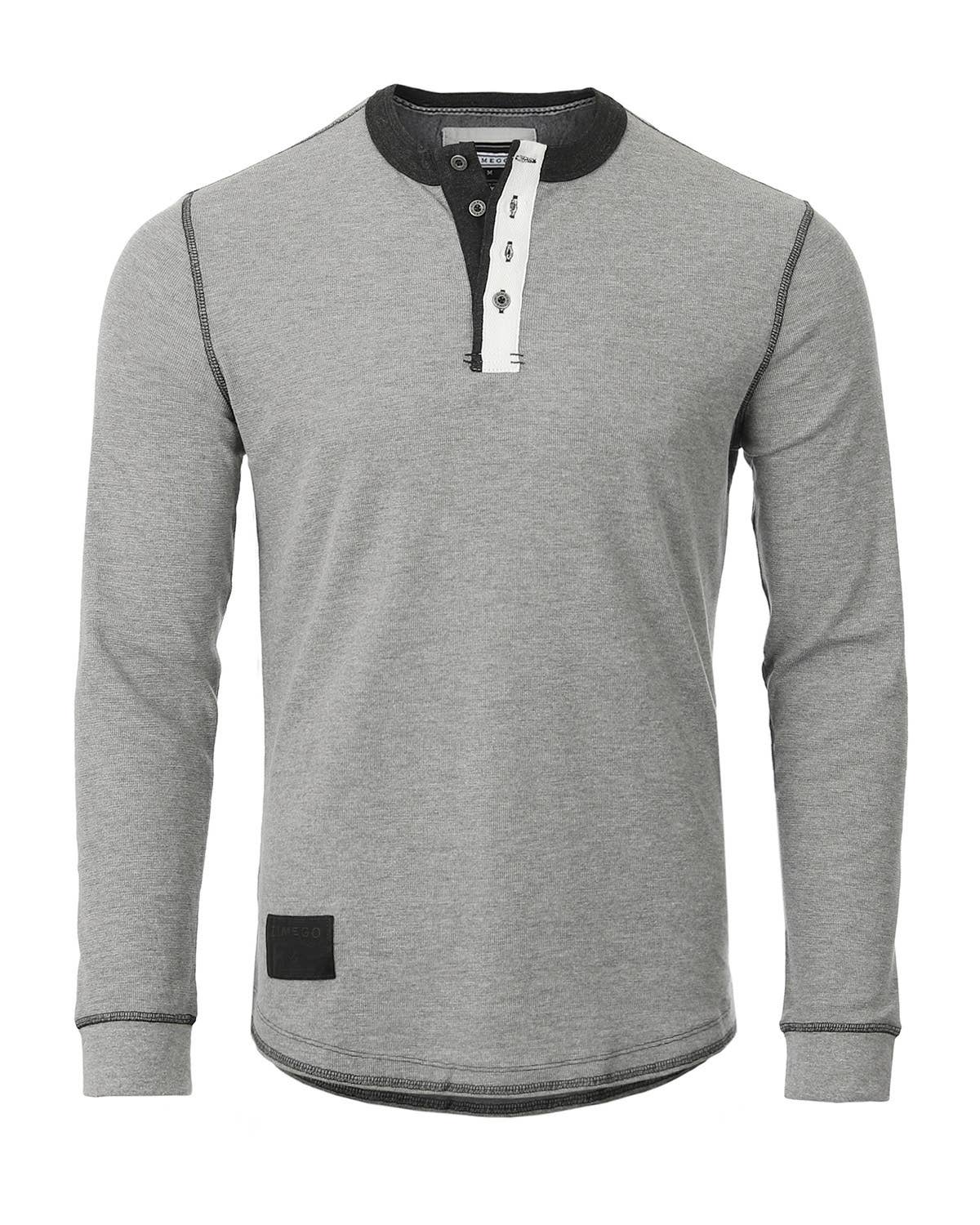LS608 ZIMEGO Mens Casual Thermal Long Sleeve Henley Shirt
