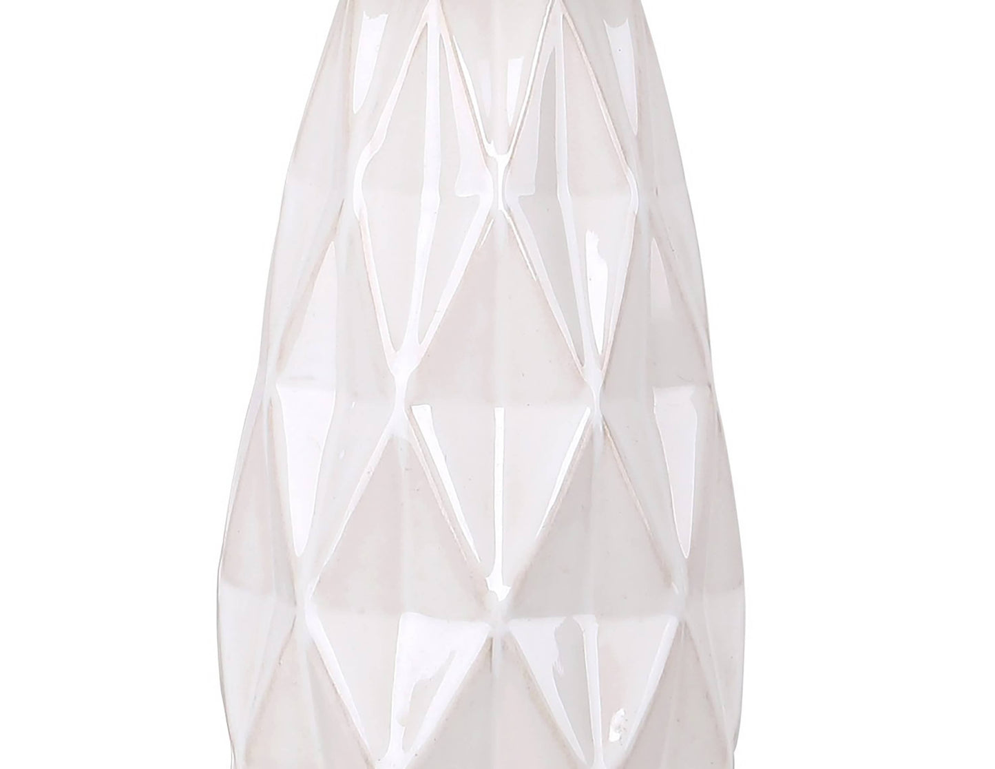 Ceramic Table Lamp w/ Faceted Base & Linen Shade 20.5”