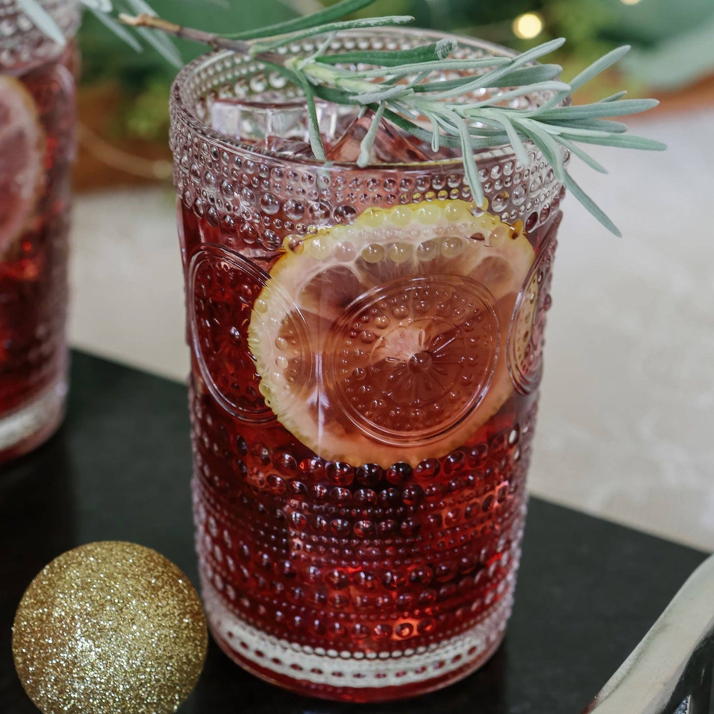 13 oz. Beaded Floral Clear Drinking Glasses