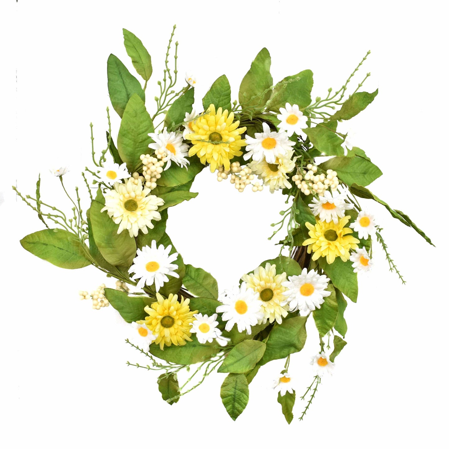 22" Gerbera Wreath - White/Yellow