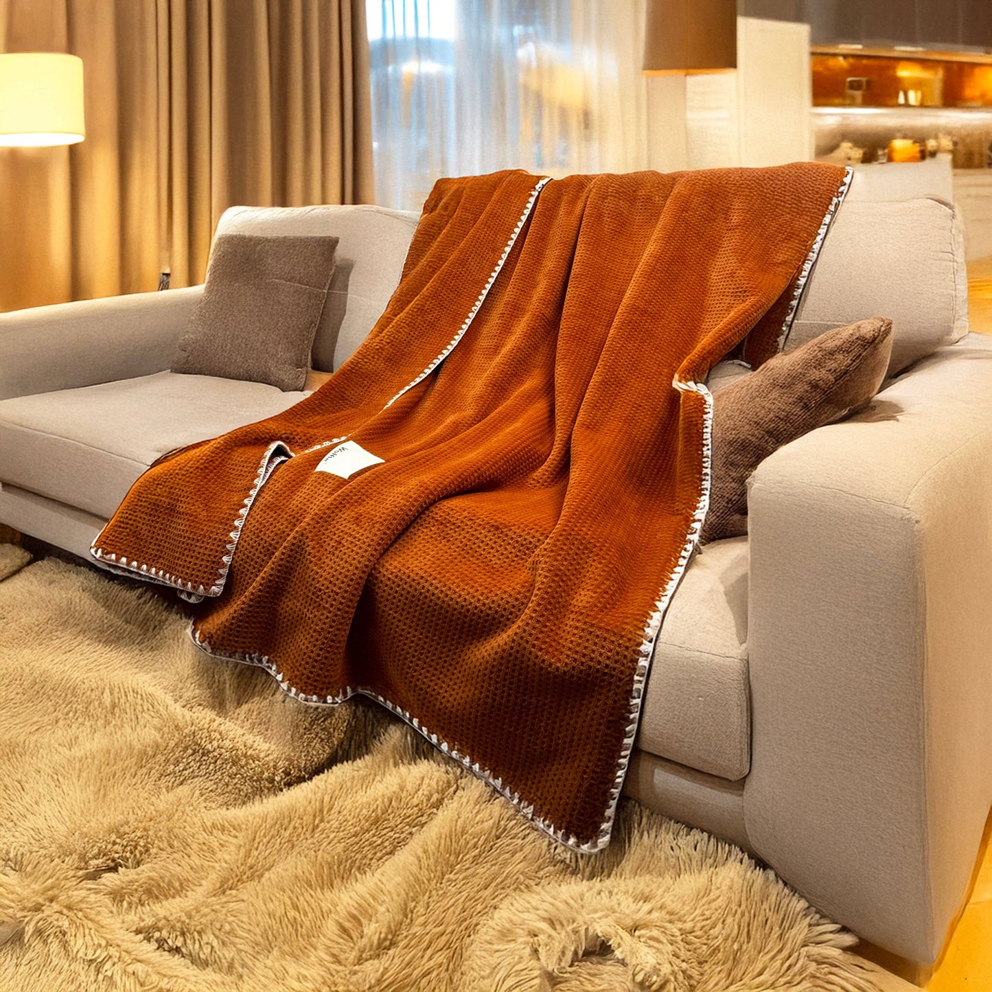 Ultra-Soft Milk Flannel Velvet Waffle Weave Throw Blanket, Queen Size (60" x 80" / 152 x 203 cm)o