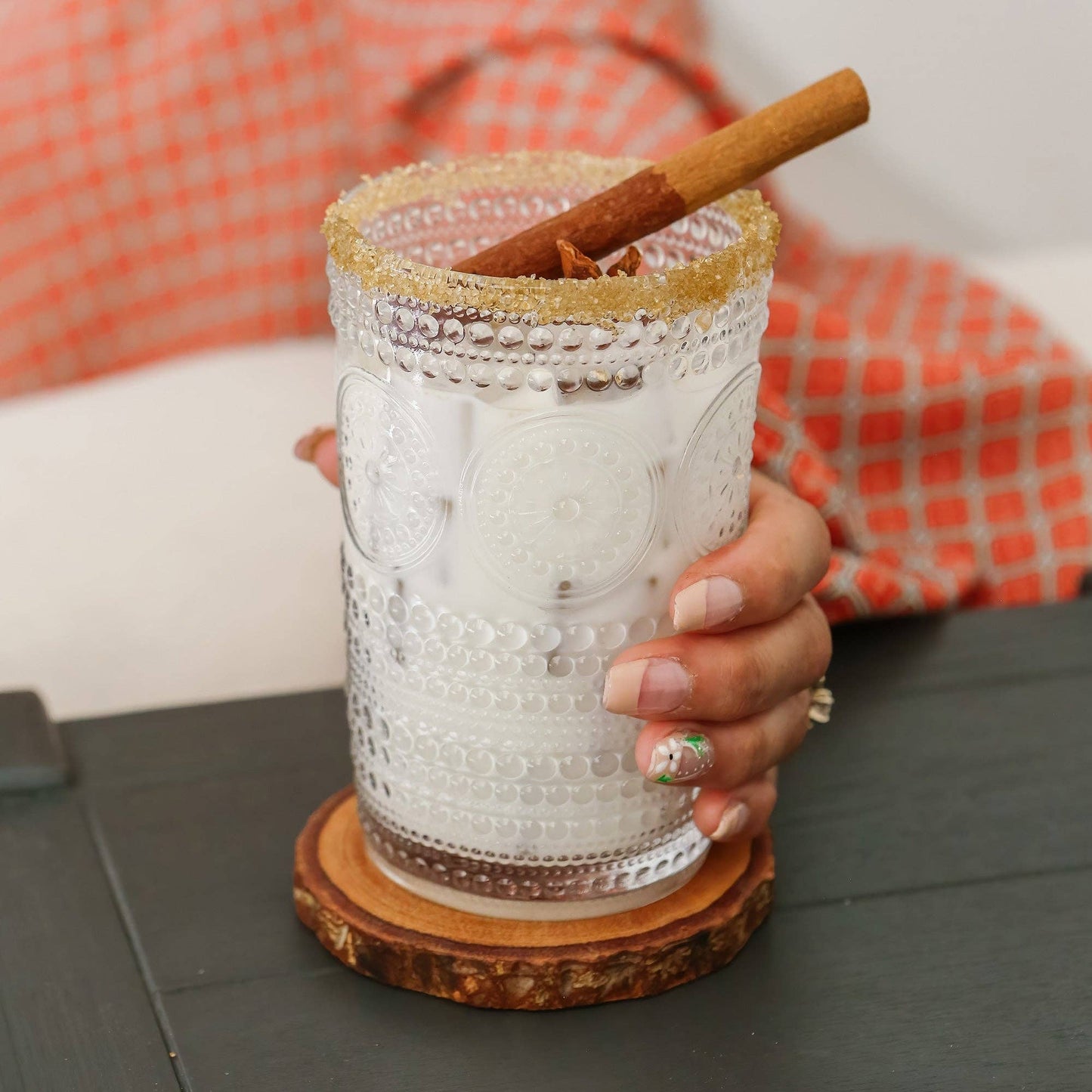 13 oz. Beaded Floral Clear Drinking Glasses
