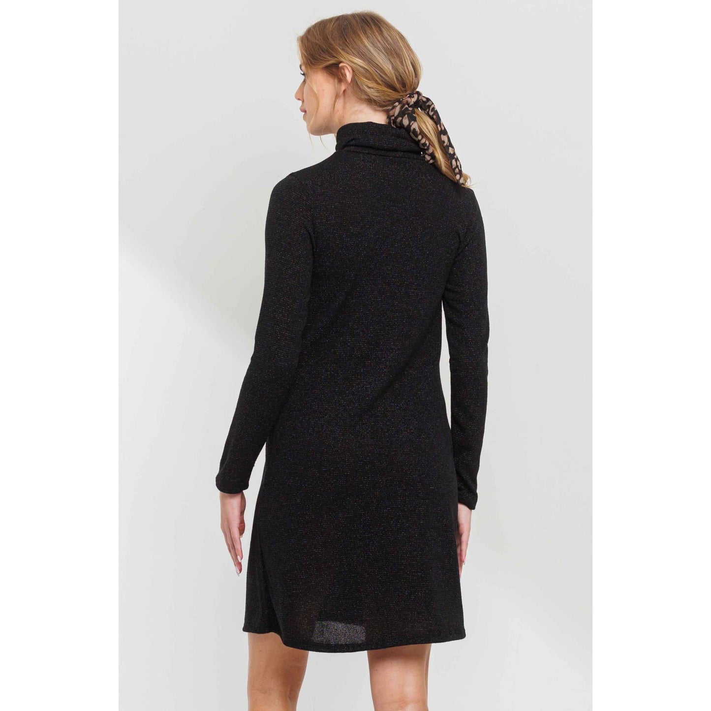 Turtle Neck Shimmer Knit Maternity Dress