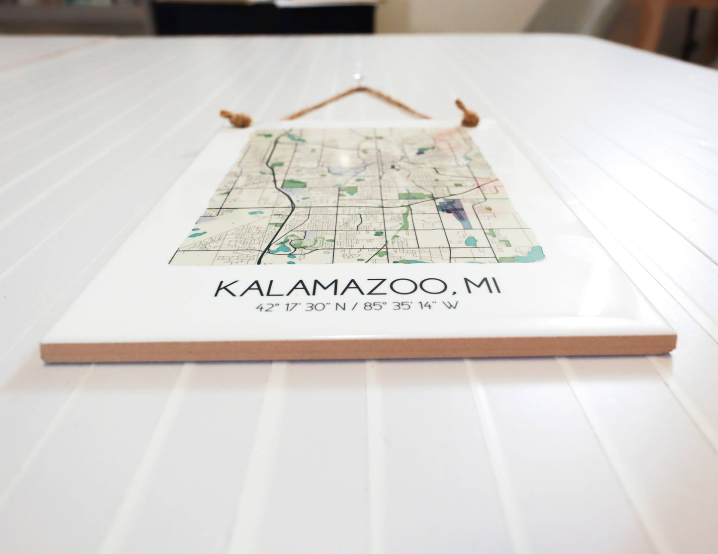 Watercolor City Map Tile Sign - Rectangle - Custom Order