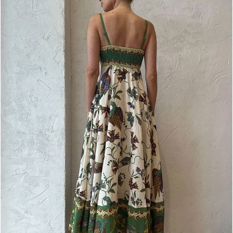 Graffiti Print Halter Maxi Dress