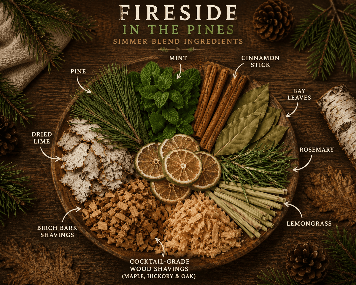 Fireside in the Pines Simmer Blend | Woodsy Pine, Birch Bark
