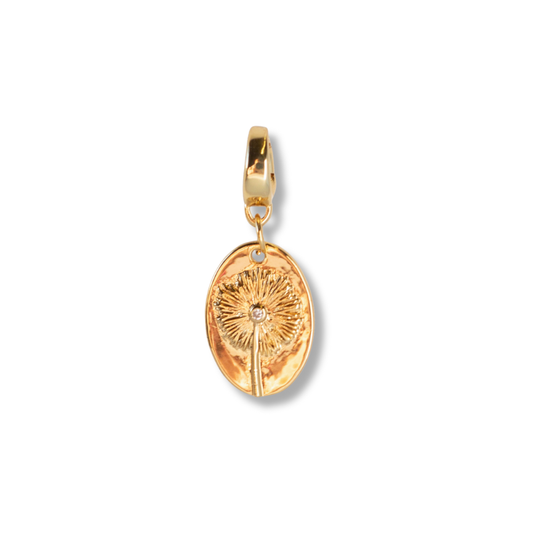 Dandelion Charm, CZ, Charm Bar, Charm Necklace, Bag Charm