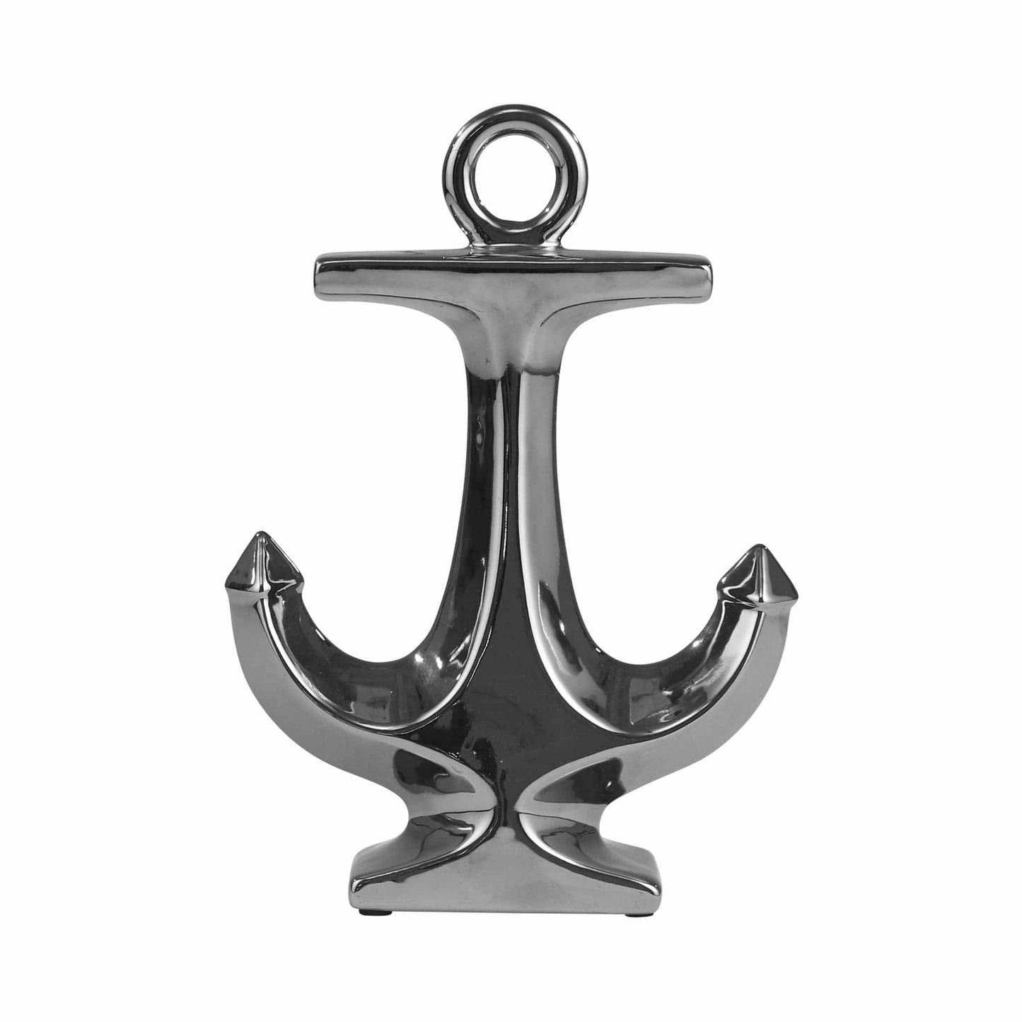Silver 10 in. Ceramic Novelty Solid Coastal Sculpture